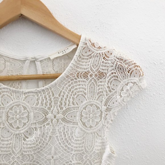 ELODIE Ivory Lace Cap Sleeve Short Romper Small - Picture 6 of 8